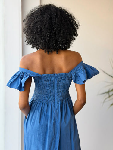 Sea NY Simona Smocked Blue Dress, XSmall