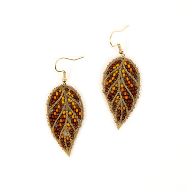 Beaded Leaves Earring