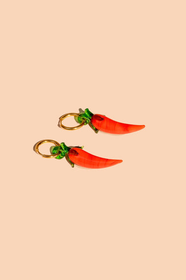 Harvest Pepper Hoops - Handmade Glass + 18K Gold Plated