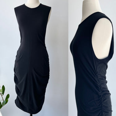 Majestic Filatures Black Jersey Ruched-Side Dress / XLarge