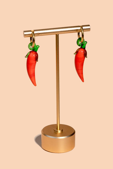 Harvest Pepper Hoops - Handmade Glass + 18K Gold Plated